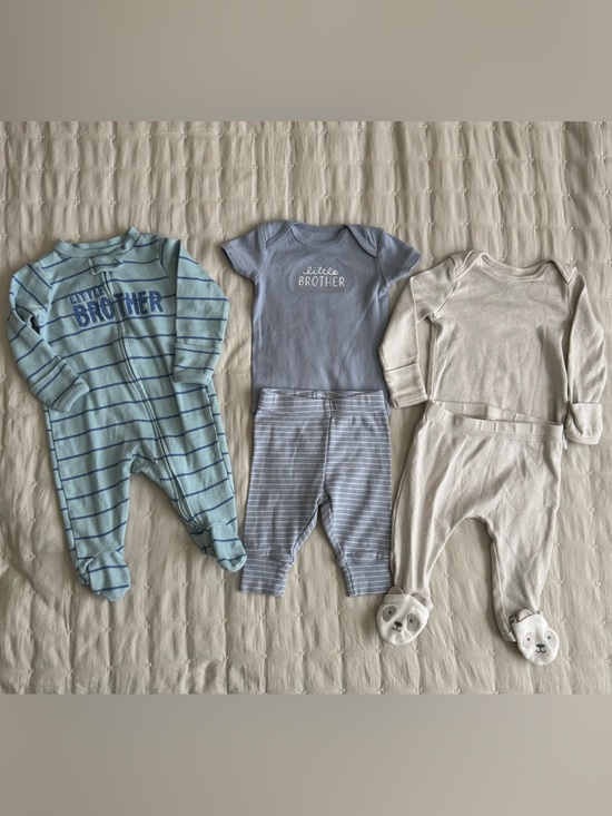 Carter's Other - Carter’s 0-3M Baby Boy Bundle Little Brother Pajamas & Outfits 5 Pieces